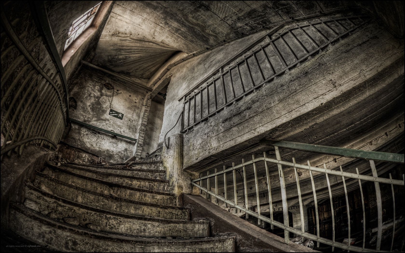 old building, ruins, stairs, dark, nostalgia