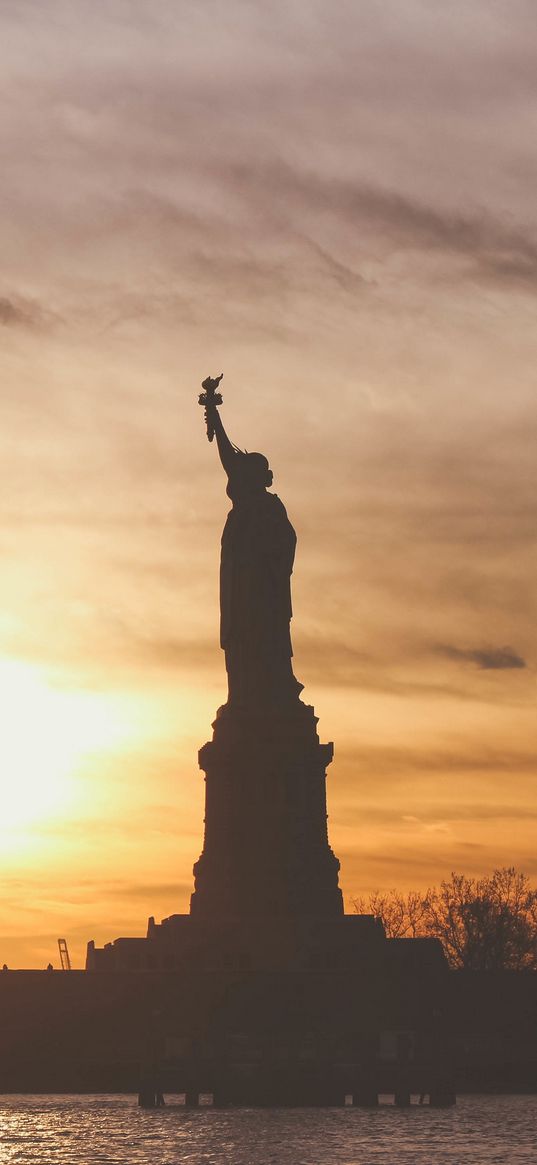 statue of liberty, usa, america, sunset, sculpture