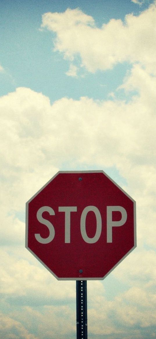 sign, road, stop, sky, clouds