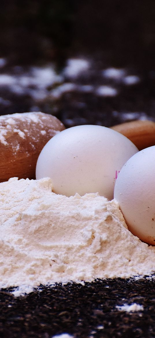 flour, rolling pin, eggs, pastries