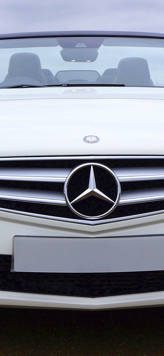 mercedes-benz, c63, amg, convertible, white, front view