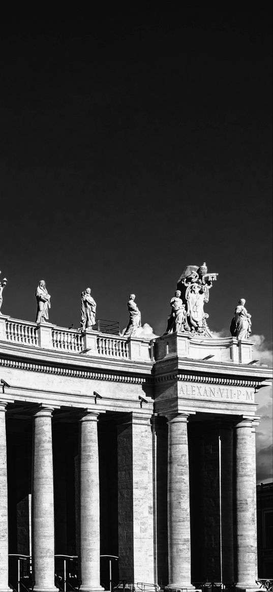 italy, rome, st peters square, bw