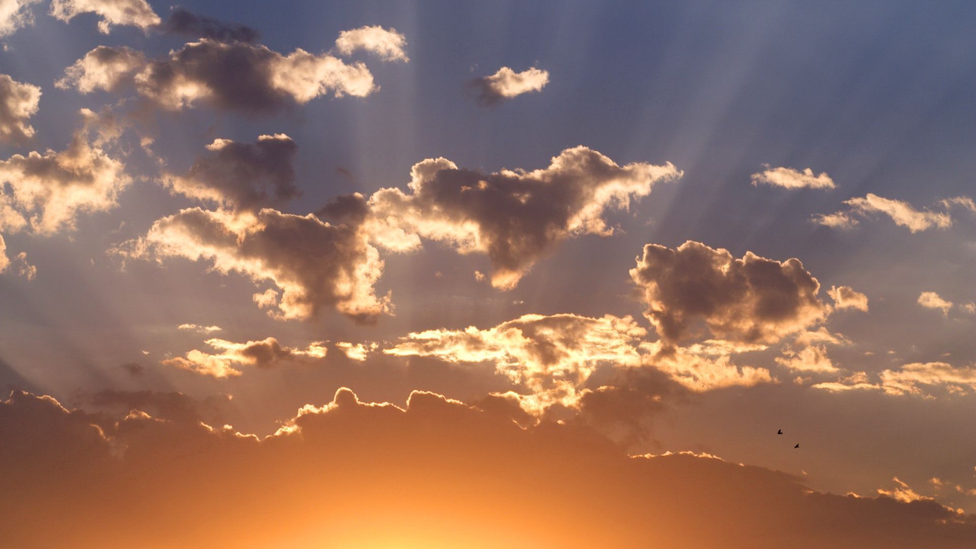 clouds, sun, beams, sky