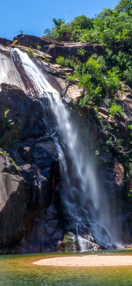 brazil, sao paulo, waterfall, cliff