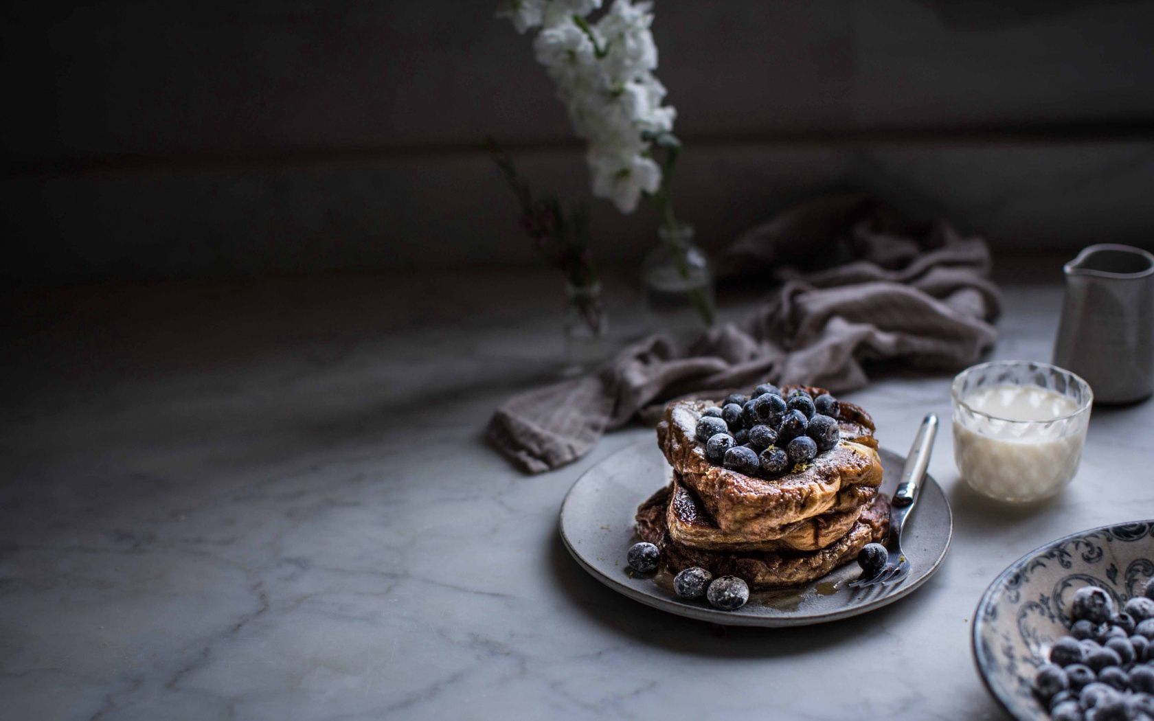 pancake, blueberries, baked