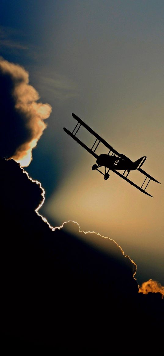 aircraft, flight, clouds, sky