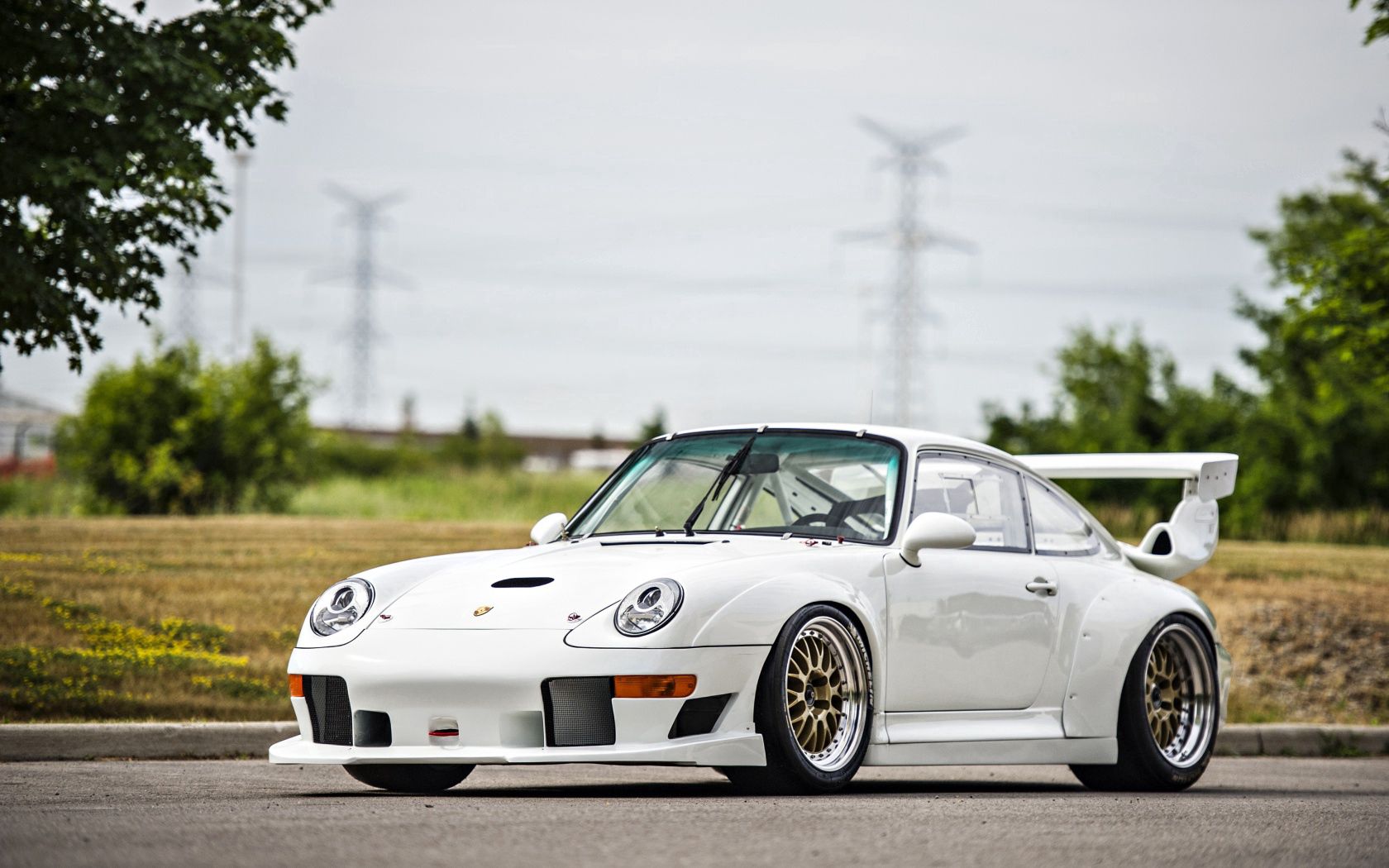 porsche 911, gt2, white, side view