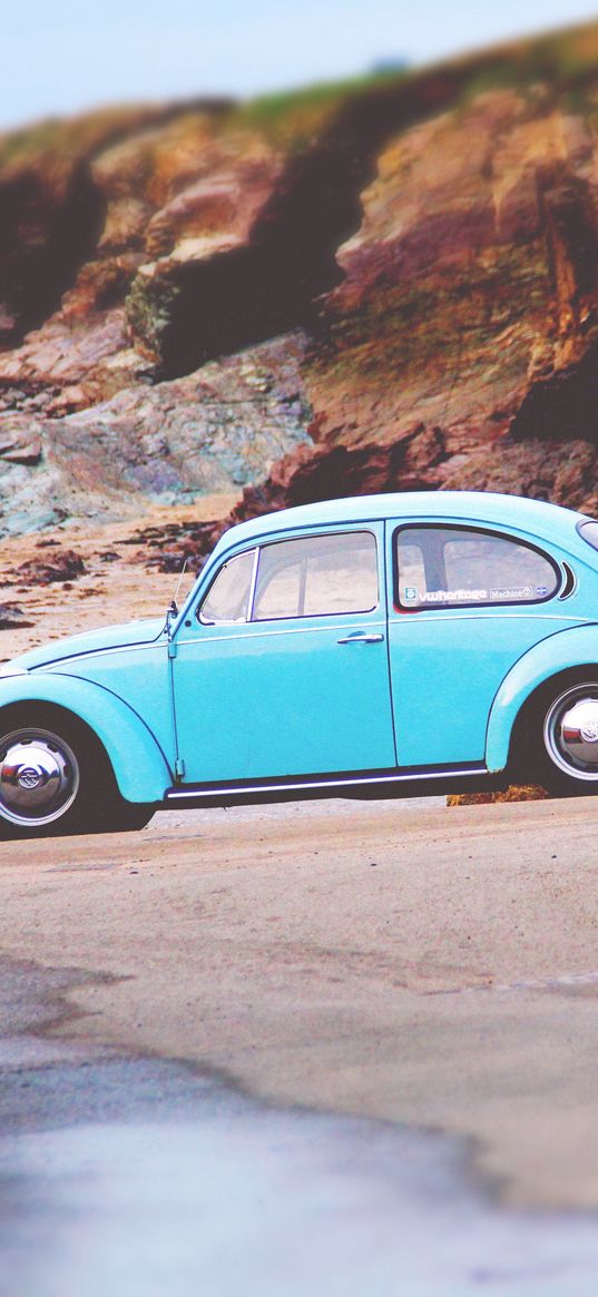 volkswagen beetle, volkswagen, side view