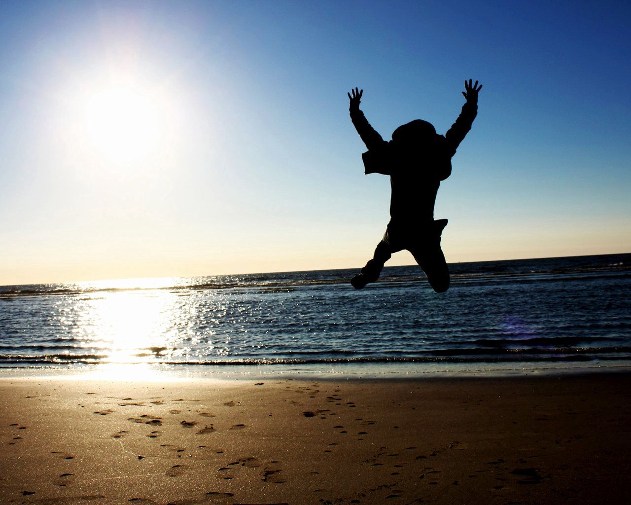 joy, happiness, people, jump, sky, sea, beach