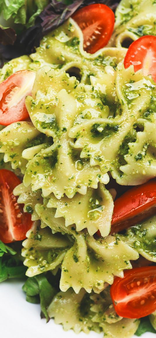 farfalle, pasta, salad, sauce, cherry tomatoes