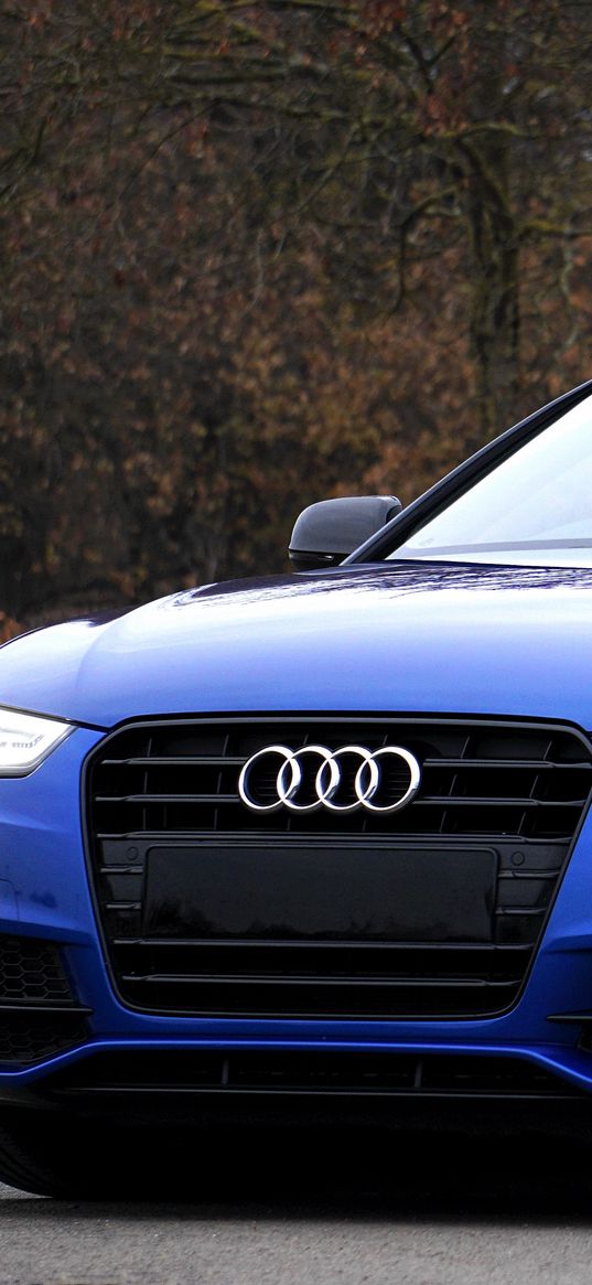 audi, a5, blue, side view