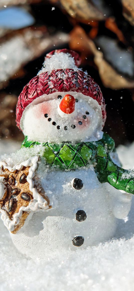 snowman, snow, cinnamon, pine cone, christmas, new year