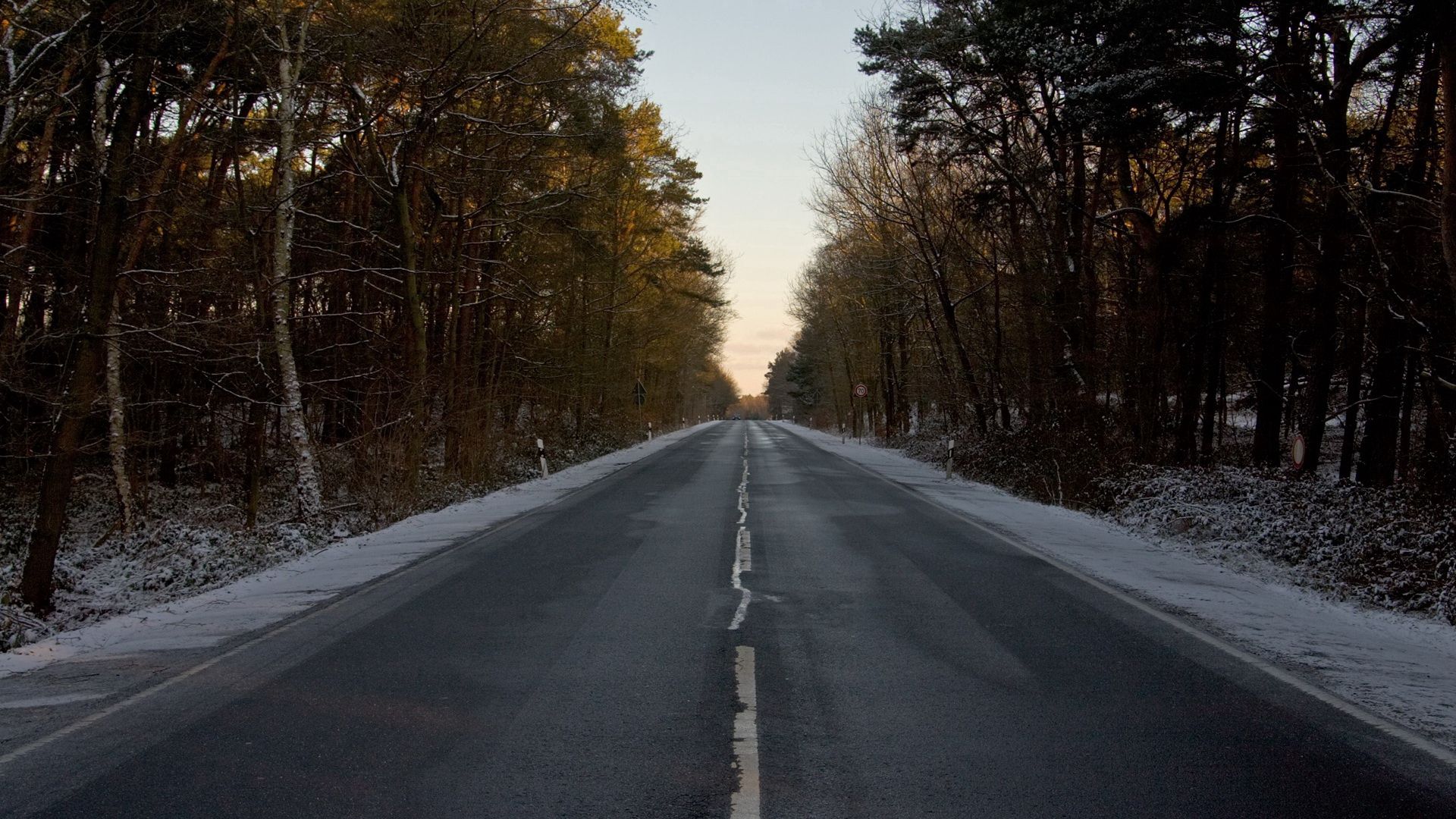 road, asphalt, winter, snow