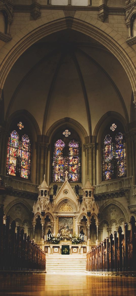 church, interior, stained glass