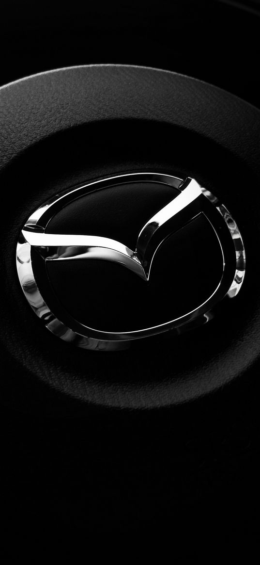 mazda, steering wheel, logo