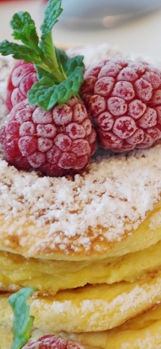 pancakes, raspberry, pastry, breakfast