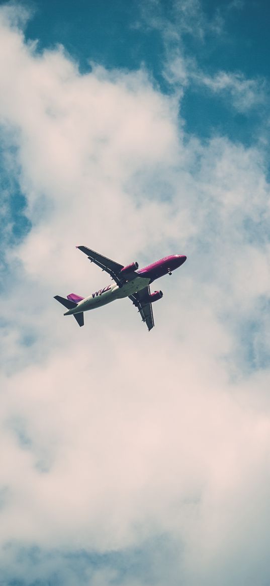 airplane, sky, clouds