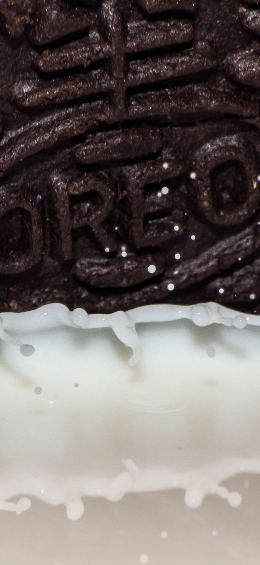 oreo, cookie, milk, close-up