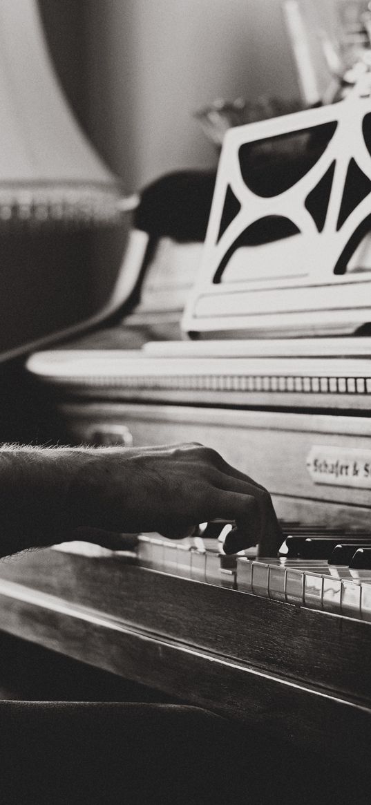 piano, hands, vintage, music, bw