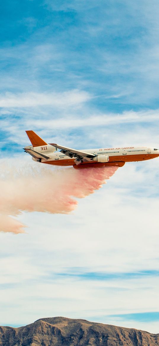 aircraft, sky, smoke, flying