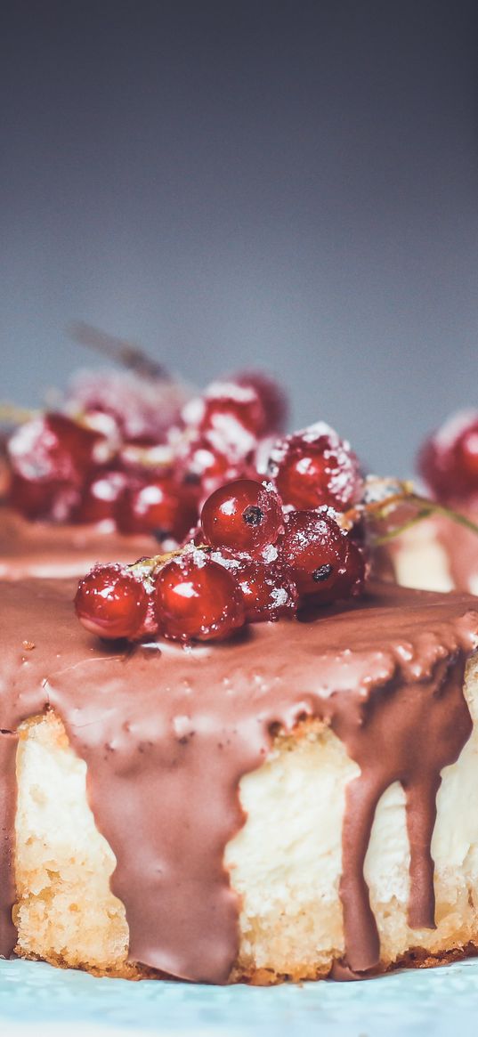 cake, glaze, currants