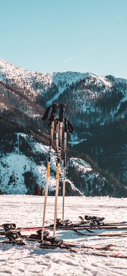 skiing, mountain, snow, winter