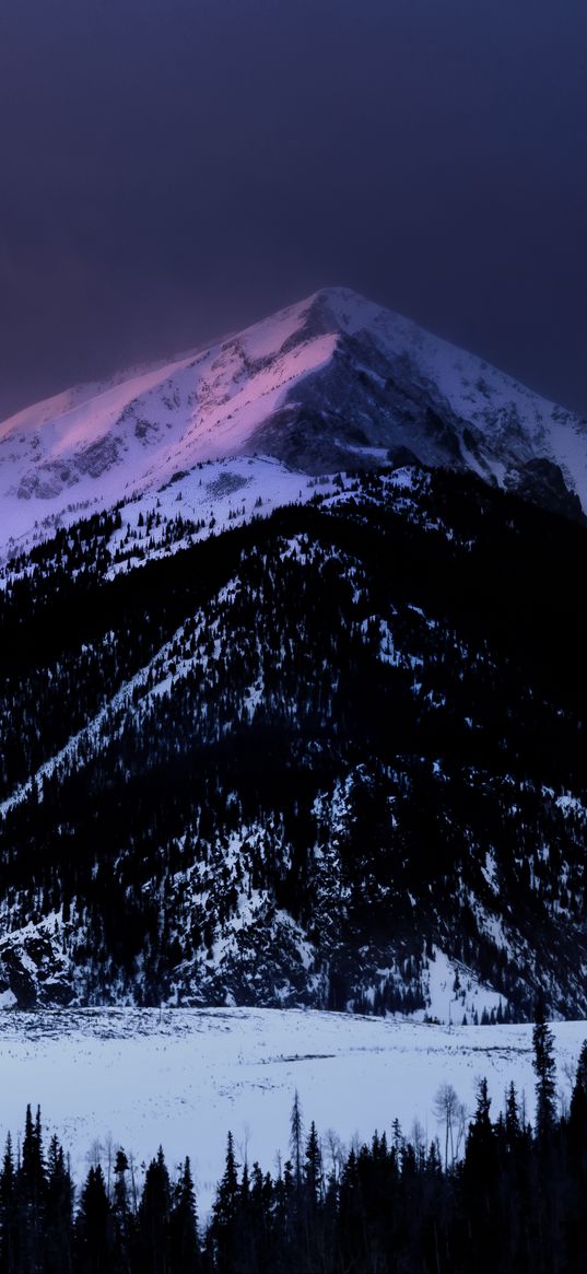 mountains, night, snow, vertex