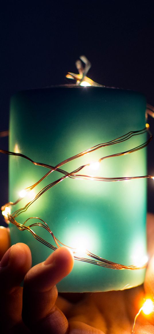 candle, hand, wire