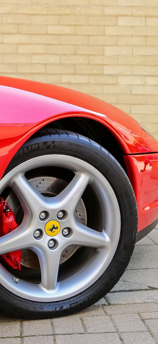 ferrari, wheel, tire, side view