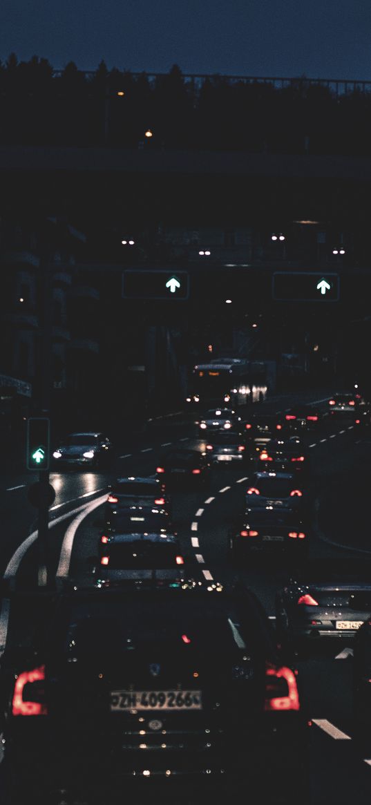 night city, city lights, cars, traffic, street