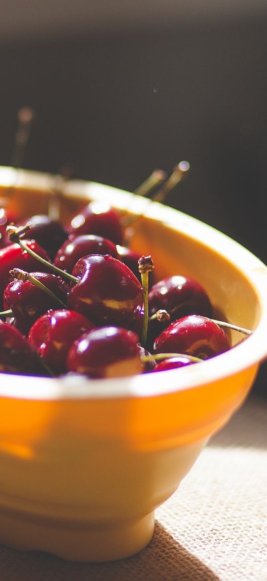 cherries, cherry, berries, plate, shadow