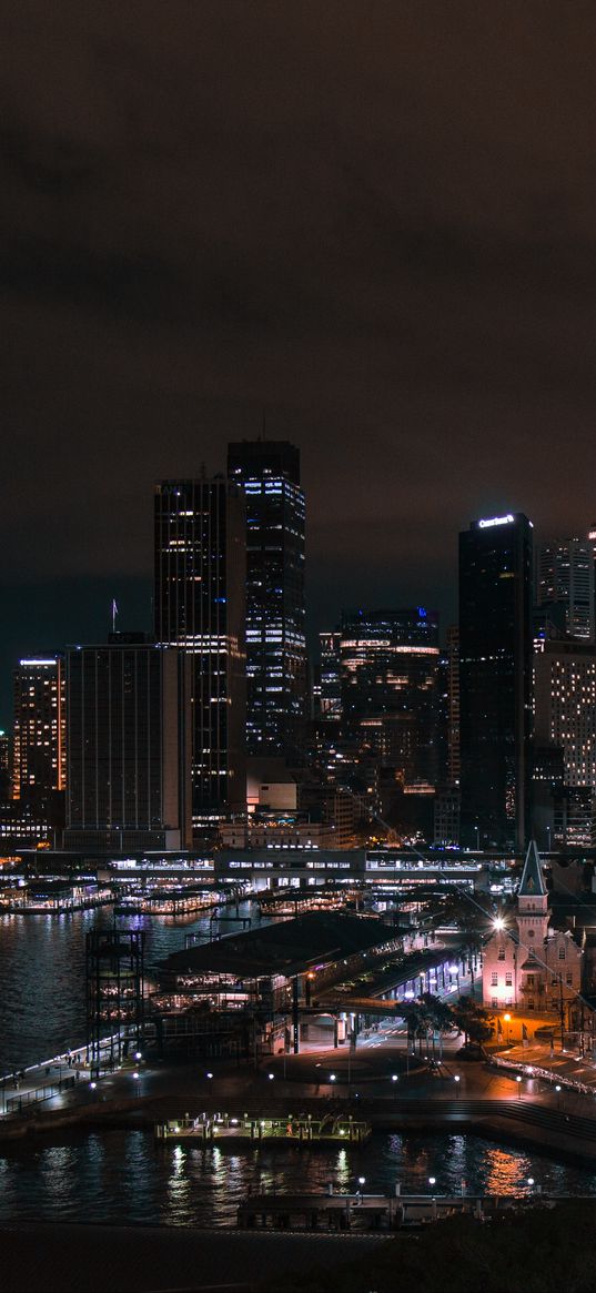 sydney, city lights, skyscrapers