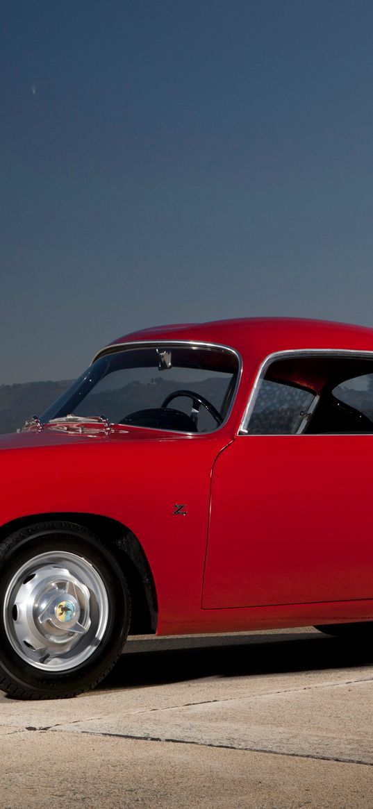 fiat, abarth, 750gt, red, retro, side view, car, nature