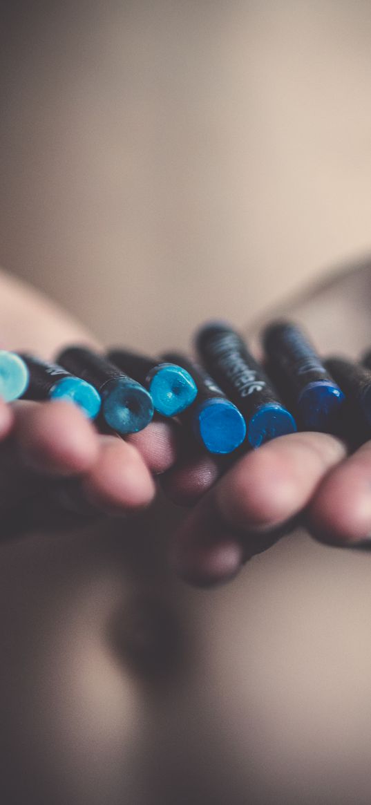 wax pencils, hands, artist