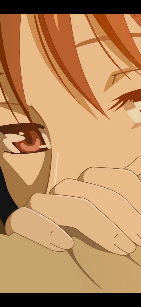 anime, girl, sad, eyes, close-up