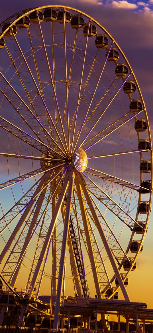 ferris wheel, attraction, entertainment, evening