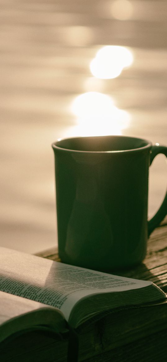 cup, book, reading