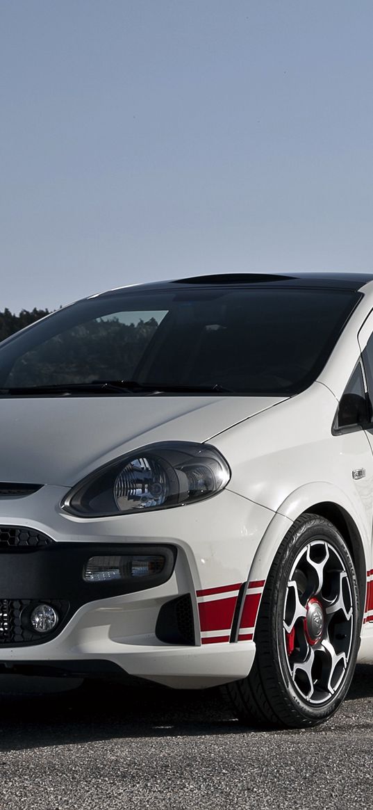 abarth, punto evo, 2010, white, sports, front view, cars, track