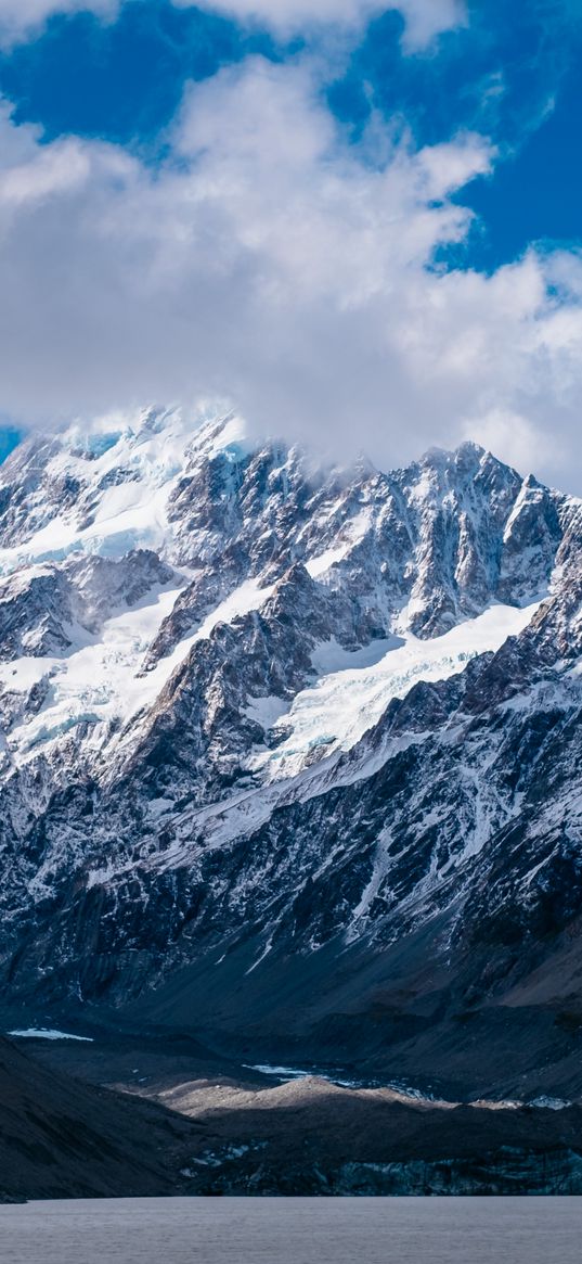 mountains, new zealand, sky, clouds