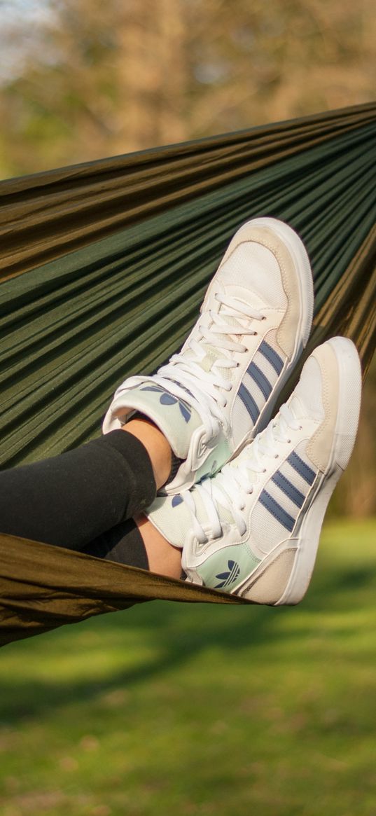 hammock, legs, sneakers, rest