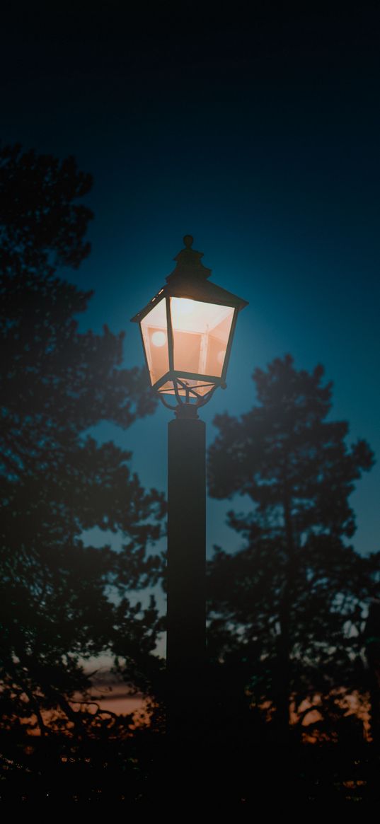 lantern, night, pillar, light