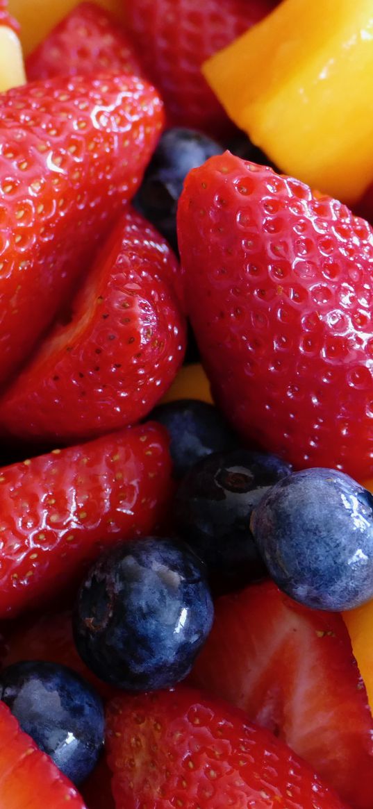 strawberries, blueberries, berries, juicy