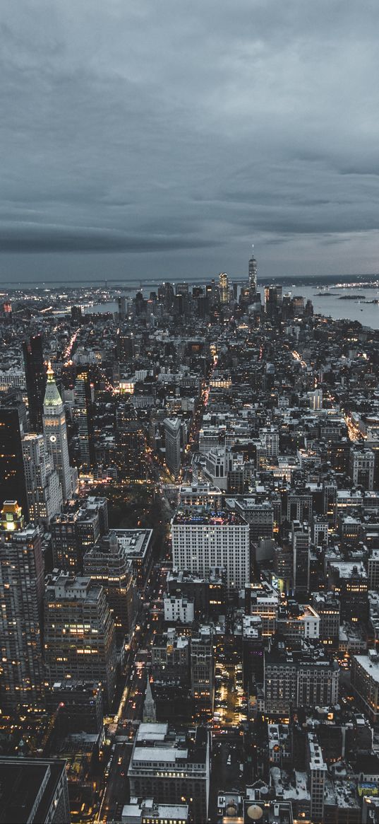 new york, usa, skyscrapers, top view