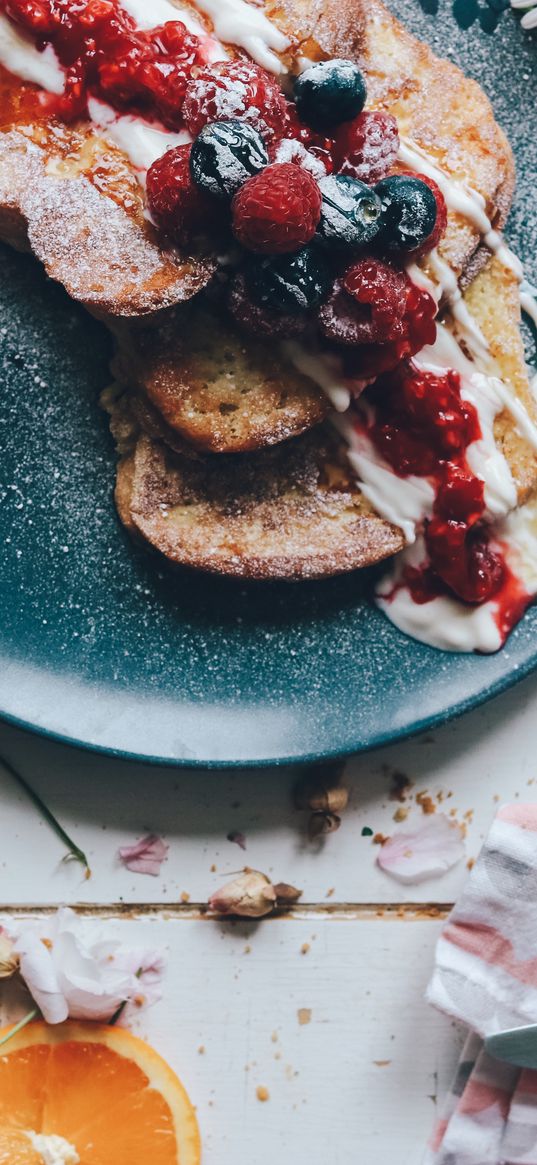 sandwiches, jam, berries, powder, dessert