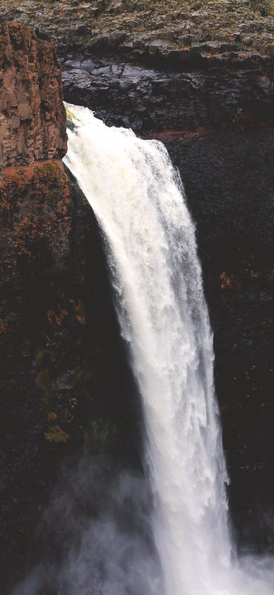 waterfall, precipice, stream