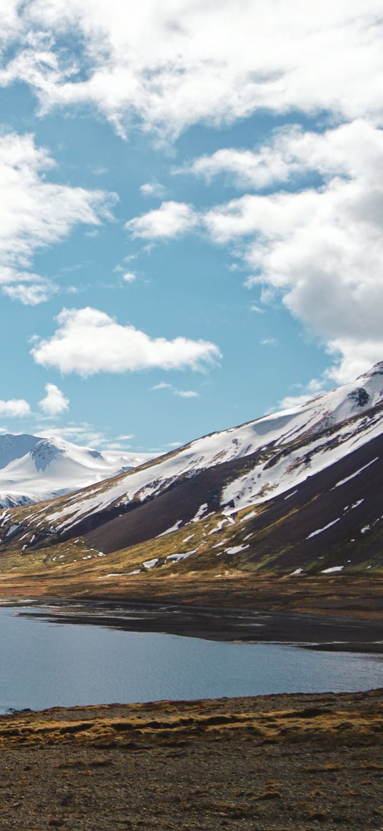 mountains, lake, snowy