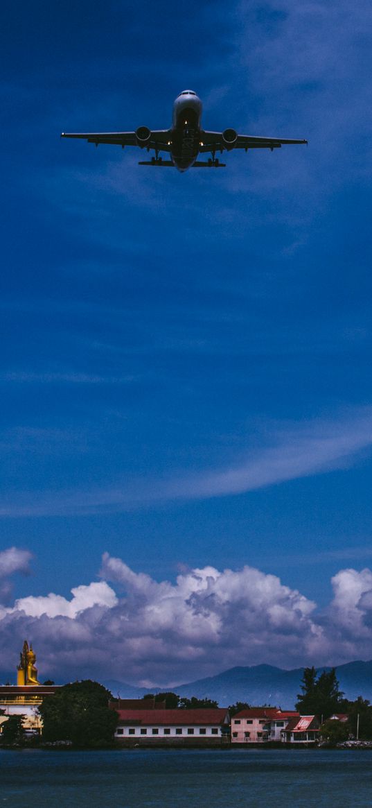 airplane, sky, flight, clouds