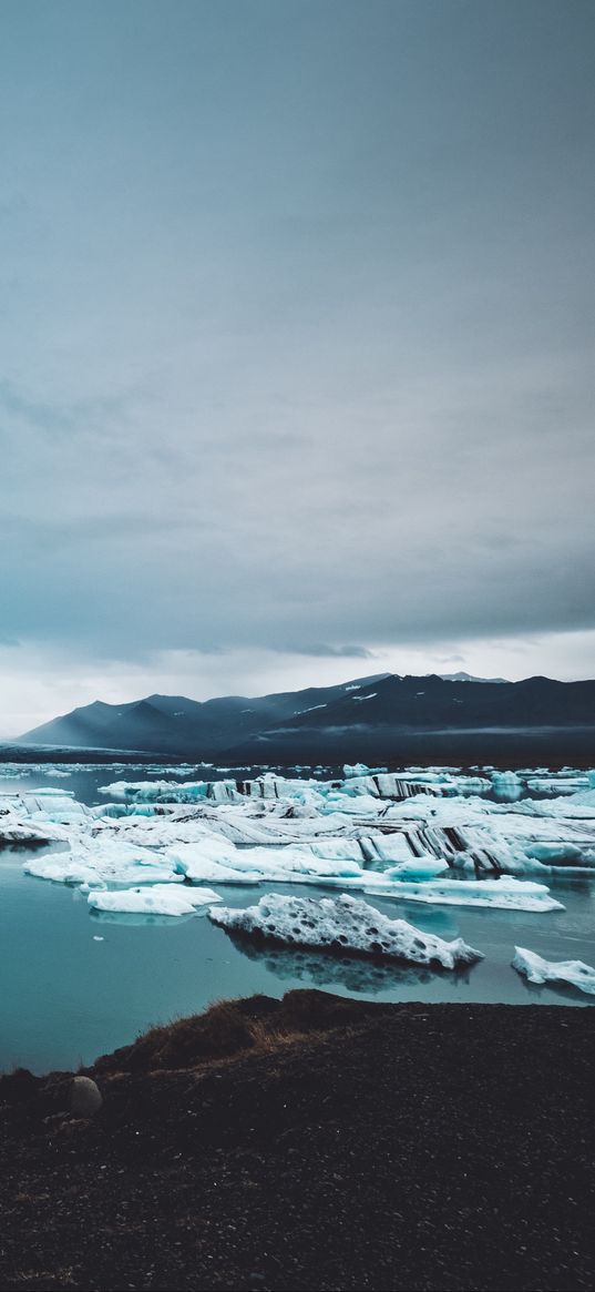 icebergs, ice, snow, lake