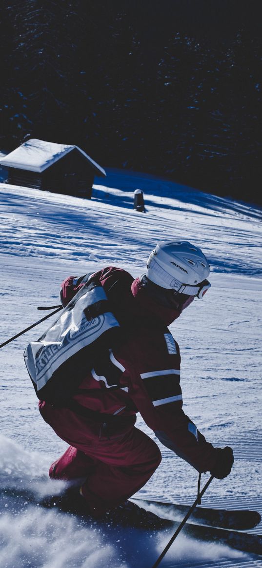 skier, mountain, skiing, snow