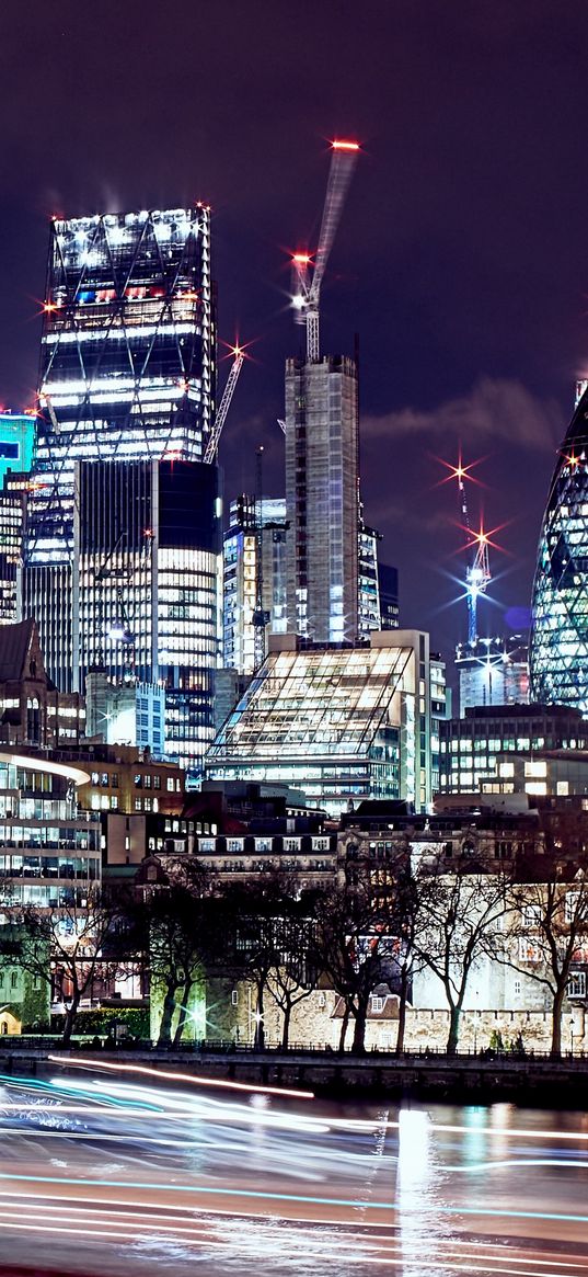 london, united kingdom, skyscrapers, night